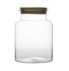 Glass jar vase W-332+cork H:27cm D:19cm