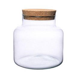 Glass jar vase W-395C+cork H:20cm D:19cm 