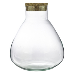 Glass vase W-378A+cork H:18cm D:17cm