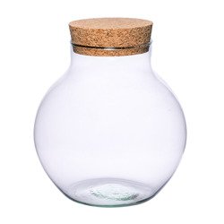 Glass vase W-503+cork H:19,5cm D:19cm