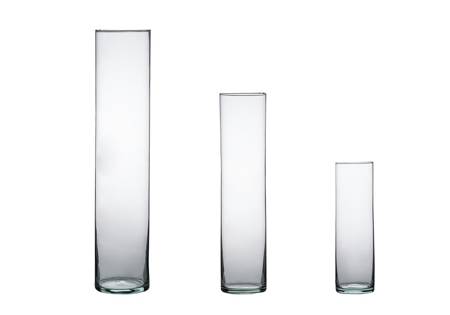 Cylinder glass vase set 40x8,6, 30x7, 20x6cm
