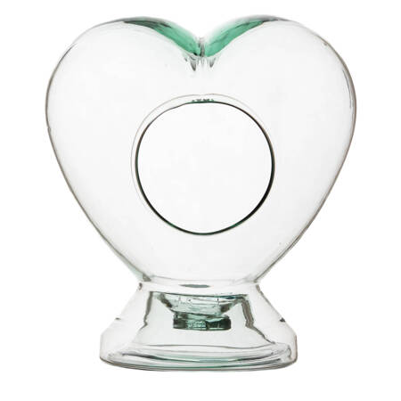 Glass heart vase side hole H:22,5cm D:19,5cm