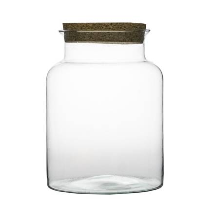 Glass jar vase W-332+cork H:27cm D:19cm