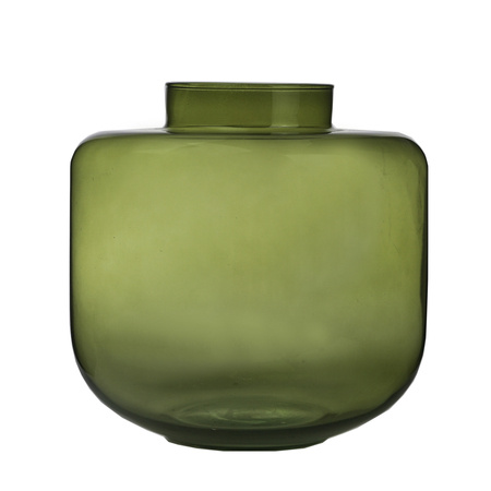 Glass vase W-712 olive green H:19 cm D:19 cm
