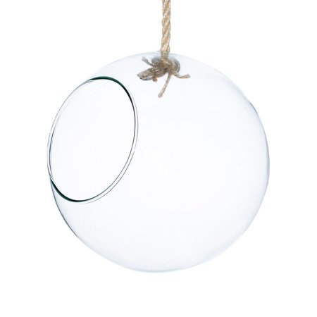 Hanging glass bowl with rope D:23cm