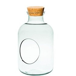 Glass terrarium W-467+side hole+cork  H:24,5cm D:14cm