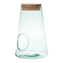 Glass jase H:30cm D:20cm W-304B+side hole+cork