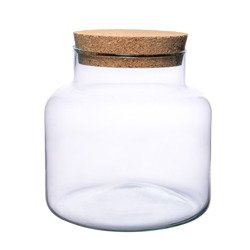 Glass jar vase W-395C+cork H:22cm D:19cm