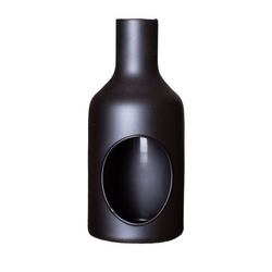 Black glass candle holder W-485 H:20 cm D:9 cm