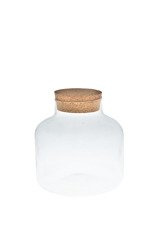 Glass jase W-395A+cork H:21,5cm B:21,5cm