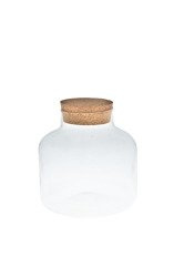 Glass jase W-395A+cork H:21,5cm B:21,5cm SALE