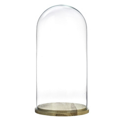 Glass cover with wooden beech stand W-315D4 H:30cm D:15cm