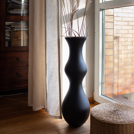 High vase W-441B black matt H: 70cm D: 23cm