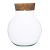 Glass ball vase W-487B + bark cork H:23cm D:22cm