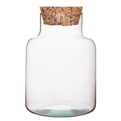 Glass jar vase W-395K2 +coarse-grained cork H:22cm D:14,5cm