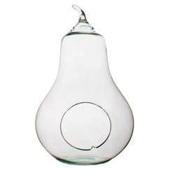 Glass vase pear+side hole H:35cm D:23cm