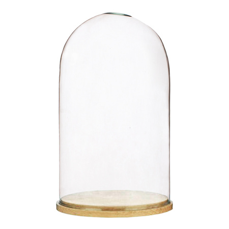 Glass cover with wooden beech stand W-315G H:38cm D:22cm