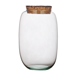Glass jar vase W-599G+ bark cork H:25cm D:17cm