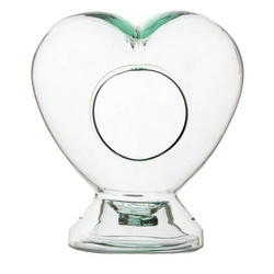 Glass heart vase side hole H:22,5cm D:19,5cm