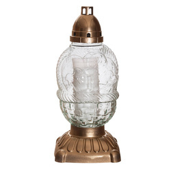 Glass vase grave candle UFO/W optic H:22cm D:30cm