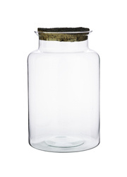 Jar vase with bark cork W-332B H:35cm D:19cm