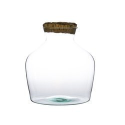 Glass vase W-492A+bark cork H:25cm D:24cm