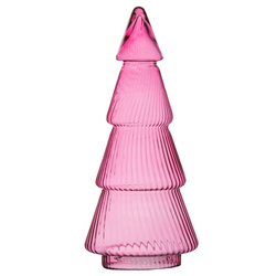 Glass christmas tree ribbed rose W-741A  H:35cm D:16cm