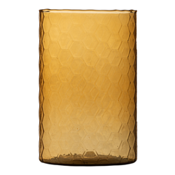 Glass cylinder vase H:17,5cm D:8,5cm honeycomb amber