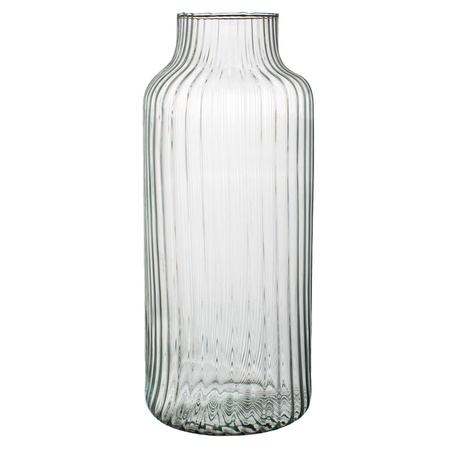 Glass jar vase W-395K ribbed H:35cm D:14,5cm