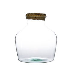 Glass vase W-492B+cork with bark cork H:30cm D:29cm