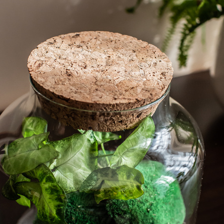 Glass jar vase H:21cm D:19cm W-395G+coarse-grained cork