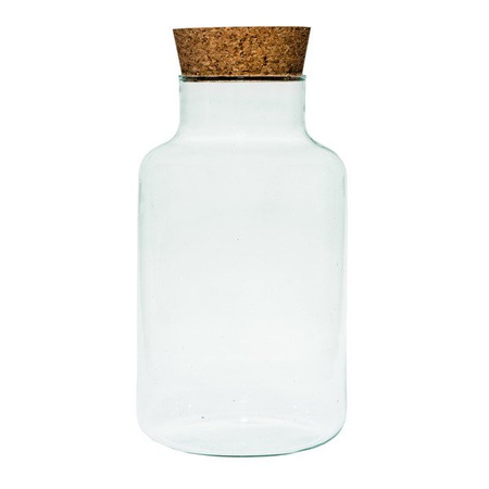 Glass jar vase W-395K1 + cork H:25cm D:14,5cm