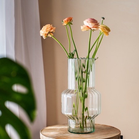 Glass vase W-734A optic stammered H:30cm D:16,5cm