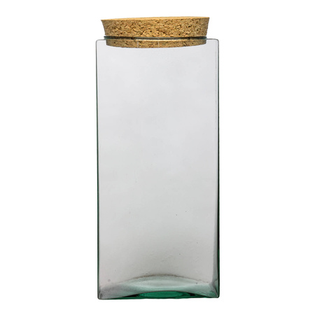 Square glass vase with cork KW-3 H:25 cm cm D:11,5 cm