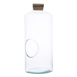 Glass jar vase W-533+side hole+cork H:35cm D:15cm