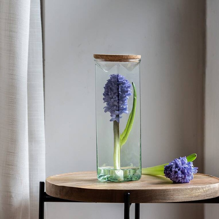 Square glass vase with cork KW-2 H:22 cm D:9,5 cm