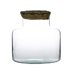 Glass jar vase W-395C+bark cork H:20cm D:19cm