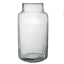 Glass jar ribbed vase W-395D H:35cm D:19cm