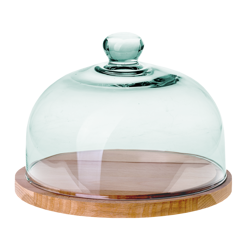 Glass dome W-231G2+wooden base H:16,5cm D:22cm