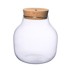 Glass vase W-456A+LED cork H:19cm D:19cm