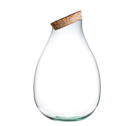 Glass vase W-598A slant + bark cork H:37cm D:25cm