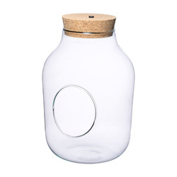 Glass jar vase with LED light W-456+side hole H:27cm D:19cm