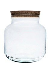 Glass vase W-451+cork H:22,5cm D:21,5cm