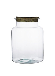 Glass jar vase W-332+bark cork H:27cm D:19cm