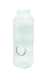 Glass jar vase W-395L+side hole H:50cm D:19cm