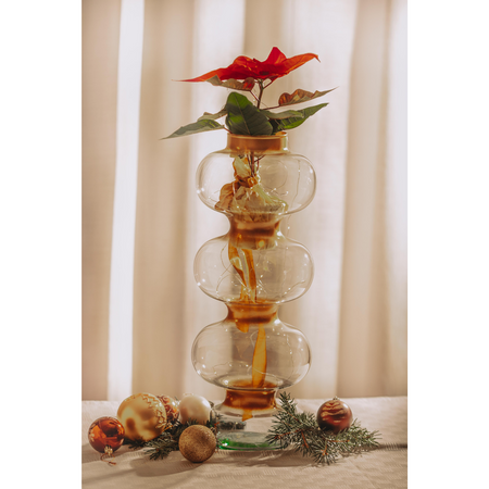 Glass vase W-620 H:50cm D:19,5cm, gold