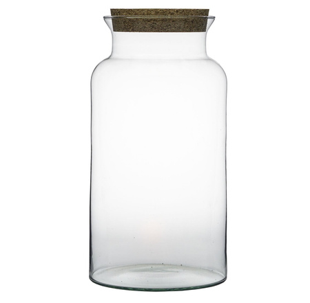 Glass jar vase W-332B+cork H:38cm D:19cm