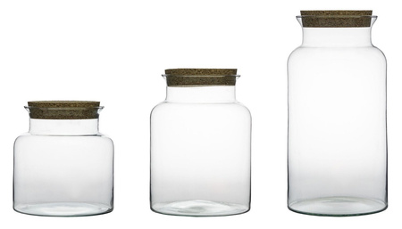 Set of glass vases with cork W-332 / W-332A / W-332B