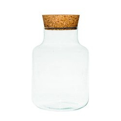 Glass jar vase W-395K2 + cork H:20cm D:14,5cm