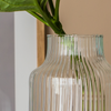 Glass jar vase W-395K ribbed H:35cm D:14,5cm
